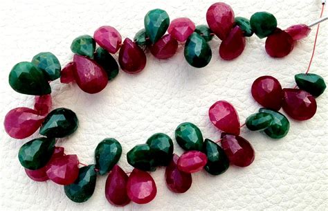 New Arrival Dyed Natural Ruby Emerald Faceted Pear Shape Etsy