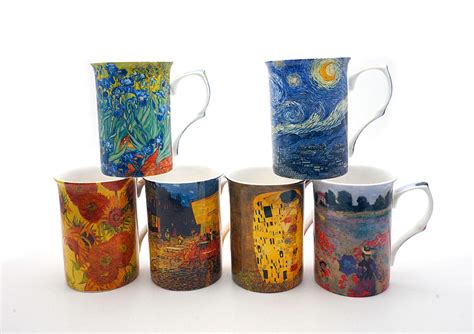 Artist set of 6 fine bone china mugs - China Cave Pottery