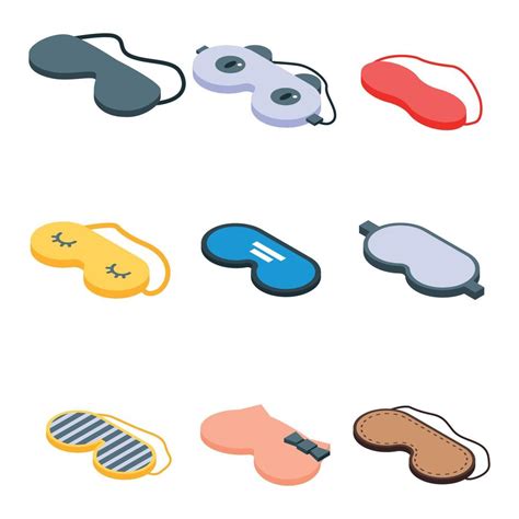 Sleeping Mask Icons Set Isometric Style Vector Art At Vecteezy