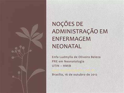 PPT NOÇÕES DE ADMINISTRAÇÃO EM ENFERMAGEM NEONATAL PowerPoint