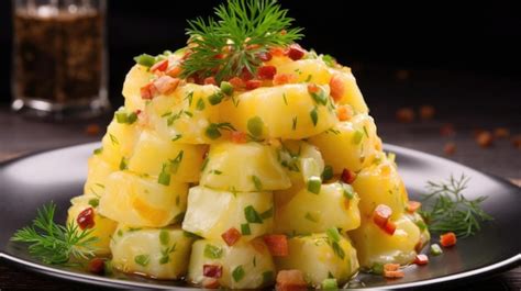 Salada tradicional alemã de batatas picantes Salada de batatas Foto