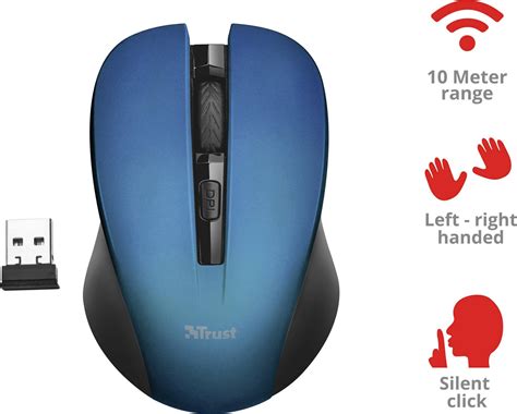 Trust Mydo Silent Click Radio Wi Fi Mouse Optical Blue Conrad