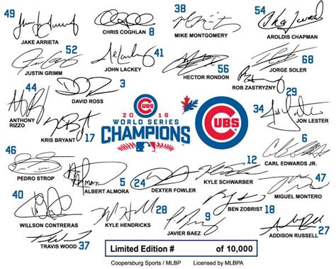 Cubs 2016 World Series Champions Team Signature Bat Big Time Bats