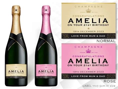 Personalised Champagne Bottle Label Birthday Gift Any Age Any Occasion