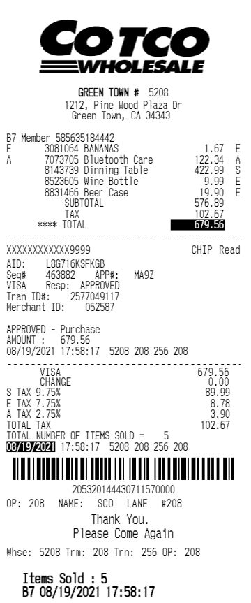 Store Receipt Expenses Receipt Medium