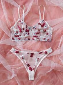 Is That The New Mesh Floral Sheer Lingerie Set ROMWE USA