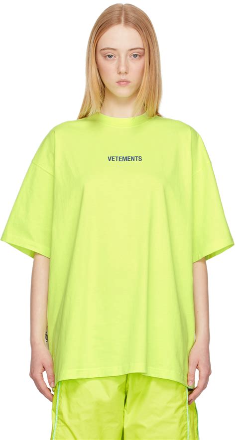 Yellow Logo Label T-Shirt by VETEMENTS on Sale