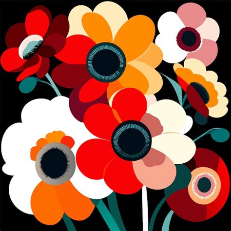 Premium Vector Mixed Anemone Flowers Vector Illustration