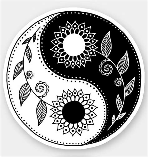 Floral yin yang symbol sticker | Zazzle | Ying yang art, Yin yang art ...