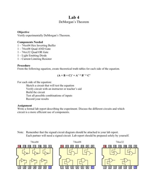 Solved Lab 4 De Morgans Theorem Objective Verify