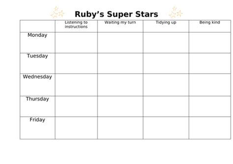 Star Reward Chart Teaching Resources