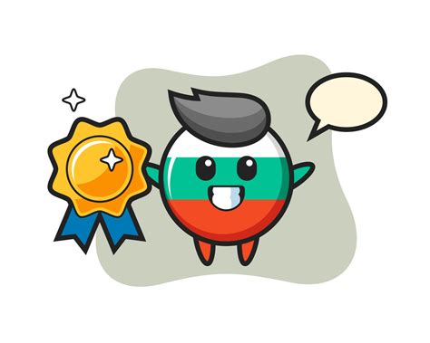 bulgaria flag badge mascot illustration holding a golden badge 3270781 ...