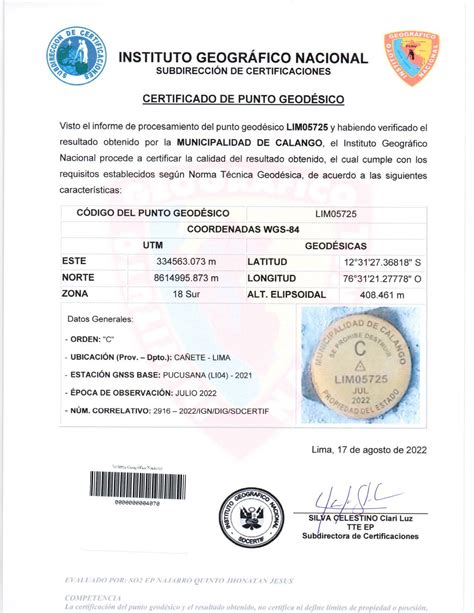 Informe T Cnico De Certificaci N De Puntos Geod Sicos By Luis Raul