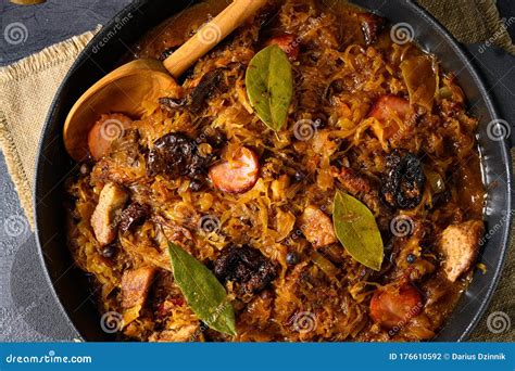 A Real Polish `Bigos,`after an Old Recipe with Dried Plums and Wine Stock Photo - Image of beef ...