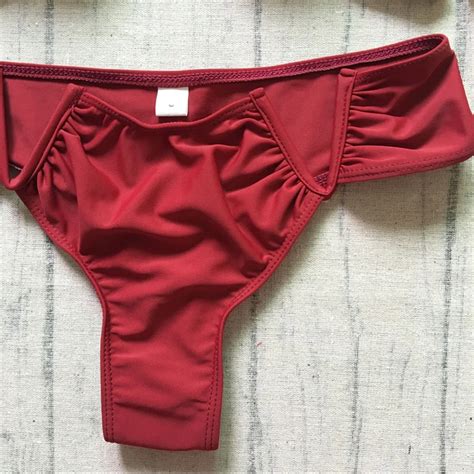 Europe Low Waist Micro Mini Swimwear Deep V Neck Lady Bikini Red Soild Color Swimwear Buy Deep