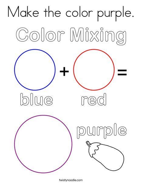 Make The Color Purple Coloring Page Color Worksheets For Preschool Color Activities For