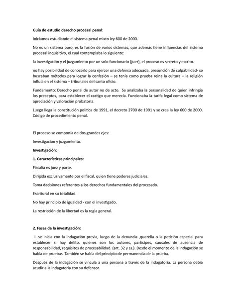 Gu A De Estudio Derecho Procesal Penal Gu A De Estudio Derecho