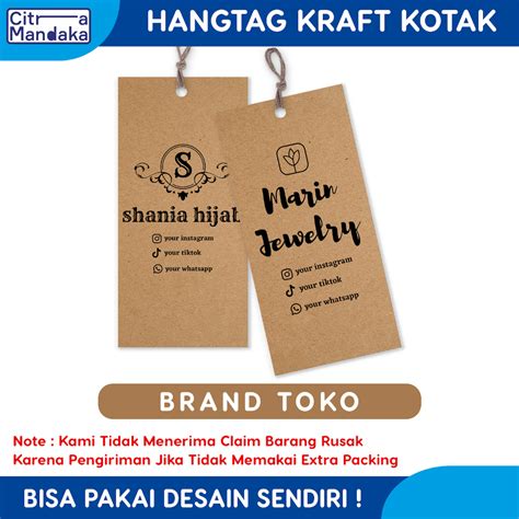 Jual Hang Tag Custom Kraft Paper Sisi Tag Label Baju Tag Baju