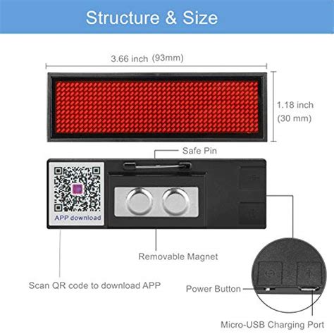 Bluetooth Led Name Tag Ouhl Upgraded Wireless Rechargeable Led Badge