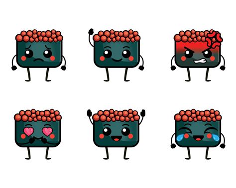 Funny sushi roll characters with cute face 6431620 Vector Art at Vecteezy