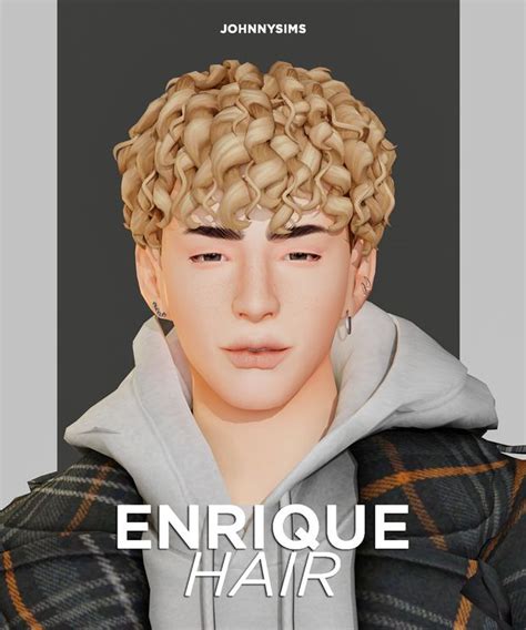 Enrique Hair Johnnysims Sims 4 Curly Hair Sims 4 Hair Male Sims 4 Afro Hair