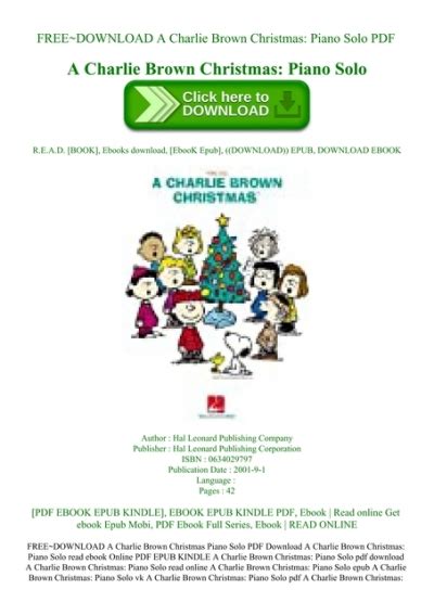 FREE~DOWNLOAD A Charlie Brown Christmas Piano Solo PDF