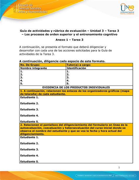 Anexo 1 Tarea 3 Procesos De Orden Superior Y El Entrenamiento