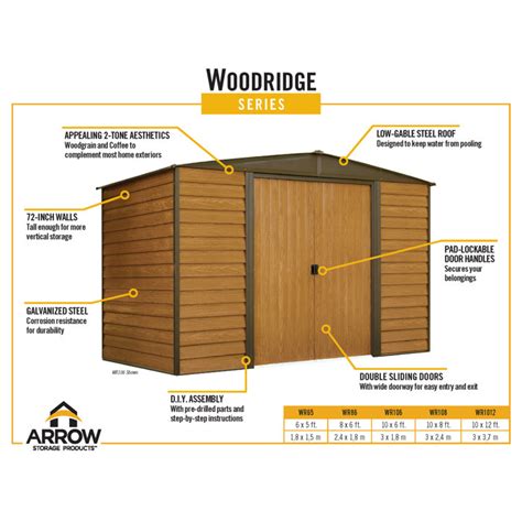 Arrow Woodridge Ft W X Ft D Metal Storage Shed Reviews Wayfair