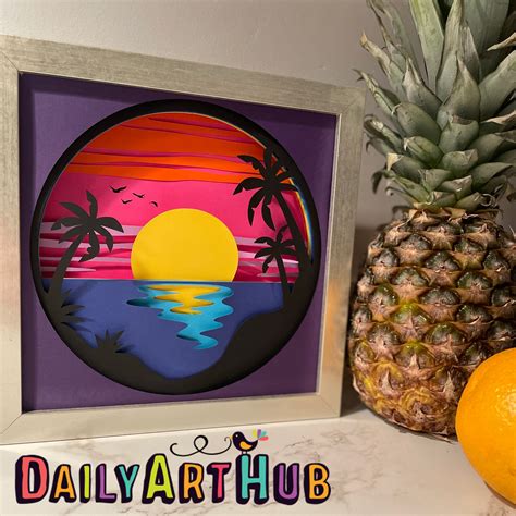 Neon Sunset Shadowbox Files For Cricut And Cutting Machine Daily Art