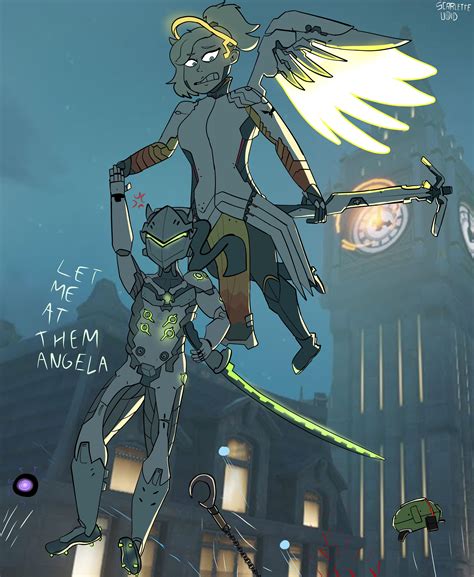 Mercy “carrying” genji art for a friend : r/Overwatch