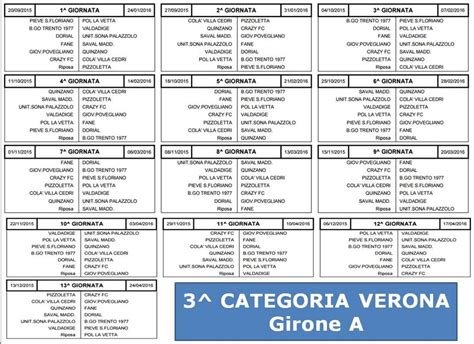 Terza Categoria Verona Ecco I Calendari Dei Tre Gironi Di Campionato