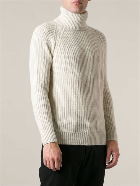 Moncler Grenoble Chunky Knit Turtle Neck Sweater In White For Men Lyst