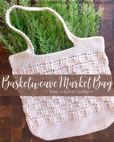 Basketweave Market Bag Crochet Pattern Hooked On Homemade Happiness