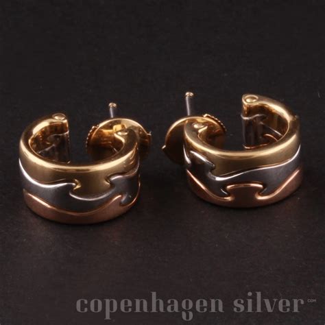 Georg Jensen Gold Fusion Earrings 1503 Copenhagen Silver