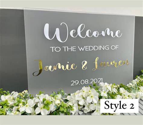 Frosted Acrylic Welcome Sign Perspex Wedding Sign Frosted Etsy Uk