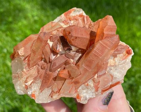 Blood Red Quartz Cluster From Morocco Hematoid Quartz Crystal Display