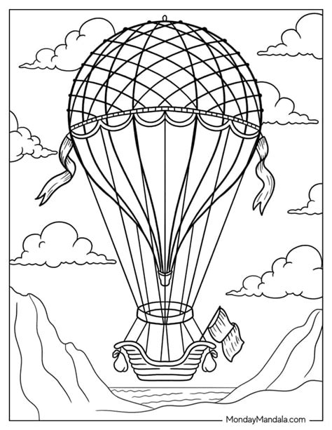 Detailed Hot Air Balloon Coloring Page