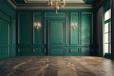 Premium AI Image | Illustration of an empty room with green walls and a ...