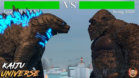 GvK Battle Godzilla 2021 Vs Kong 2021 Fight With Healthbars YouTube