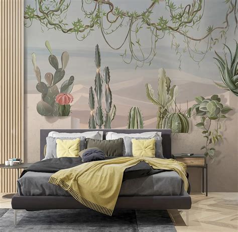 Wall Mural Photo Wallpaper 3D 3D nature wallpaper with cactus and ...