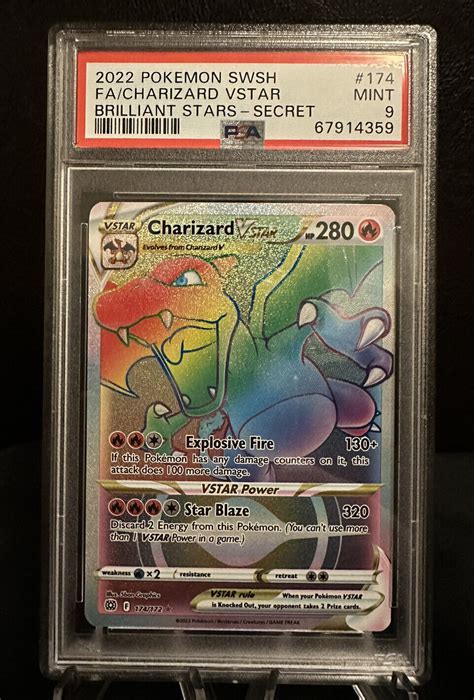 Mavin Pokemon Brilliant Stars Charizard VStar 174 PSA 9 Mint Rainbow