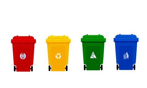 Plastic Trash Bin Red Yellow Green And Blue Four Color Trash Bin