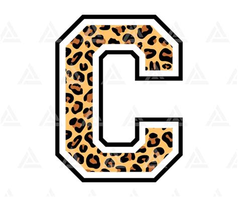 Leopard C Letter Monogram Svg Cheetah C Letter Svg College Etsy