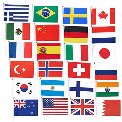 10pcs 2018 Country Flags International Flags With Stand World Flags For