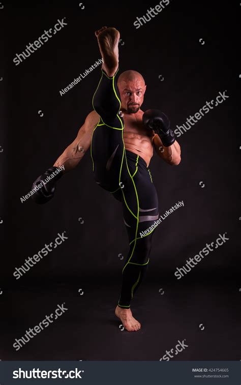 Muscular Fighter Naked Torso Boxing Gloves Stock Photo 424754665 Shutterstock