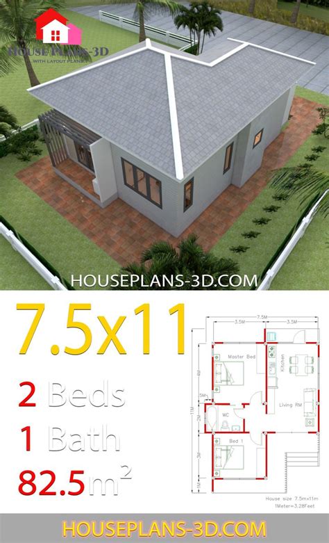 House Design 10x10 With 3 Bedrooms Hip Roof House Plans