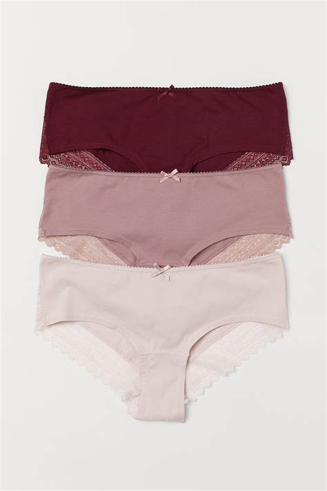 3 Pack Cotton Hipster Briefs Low Waist Powder Pnk Dusty Rose