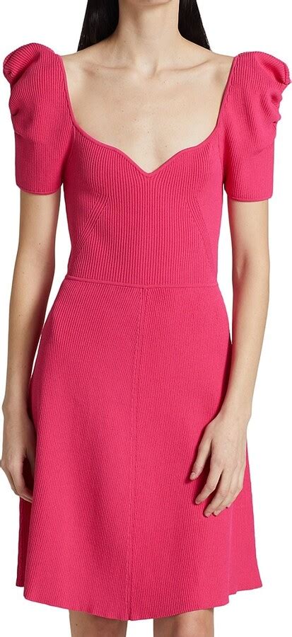 Carolina Herrera Shirred Puff Sleeve Dress Shopstyle