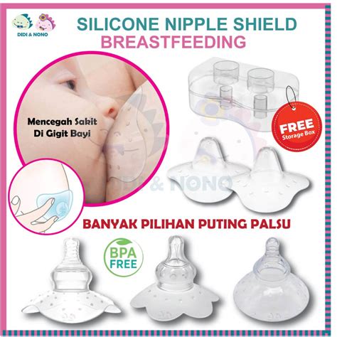 Natural Silicone Nipple Shield Breastfeeding with Case Puting Palsu Ibu ( Medium Size / Extra ...