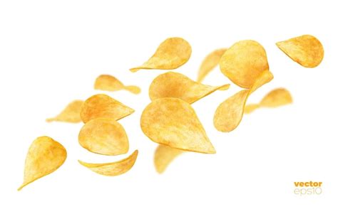 Premium Vector Flying Crispy Wavy Potato Chips Realistic D Vector